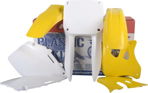 POLISPORT MOTOCROSS (MX) مجموعة بلاستيكية متماثلة لـ SUZUKI RM 125/250 (1996-98) دراجة ترابية-جودة OEM ، متينة ، مرنة ومثالية-أصفر/أبيض in Saudi Arabia