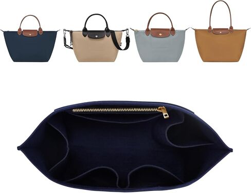 ZTUJO Purse Organizer Insert For Longchamp Le Pliage, Premium Felt Longchamp Purse Organizer Insert Small Medium Large, Tote Organizer Insert (Navy Blue, Large For Top Handle M And Shoulder Bag L) in Kuwait