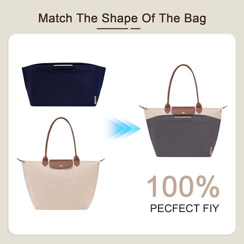 ZTUJO Purse Organizer Insert For Longchamp Le Pliage, Premium Felt Longchamp Purse Organizer Insert Small Medium Large, Tote Organizer Insert (Navy Blue, Large For Top Handle M And Shoulder Bag L) in Kuwait