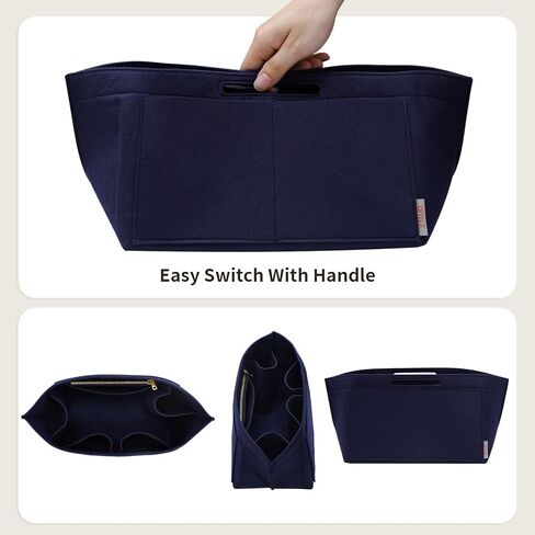 ZTUJO Purse Organizer Insert For Longchamp Le Pliage, Premium Felt Longchamp Purse Organizer Insert Small Medium Large, Tote Organizer Insert (Navy Blue, Large For Top Handle M And Shoulder Bag L) in Kuwait