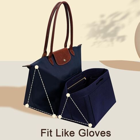 ZTUJO Purse Organizer Insert For Longchamp Le Pliage, Premium Felt Longchamp Purse Organizer Insert Small Medium Large, Tote Organizer Insert (Navy Blue, Large For Top Handle M And Shoulder Bag L) in Kuwait