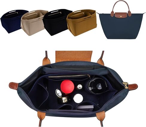 ZTUJO Purse Organizer Insert For Longchamp Le Pliage, Premium Felt Longchamp Purse Organizer Insert Small Medium Large, Tote Organizer Insert (Navy Blue, Large For Top Handle M And Shoulder Bag L) in Kuwait