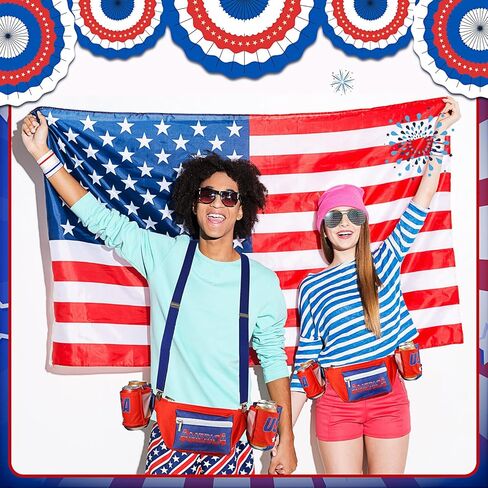 Mepase 4th of july outfits for men Patriotic Fanny Pack USA Beverage Beer Belt Suspenders for July 4th Accessories in Saudi Arabia