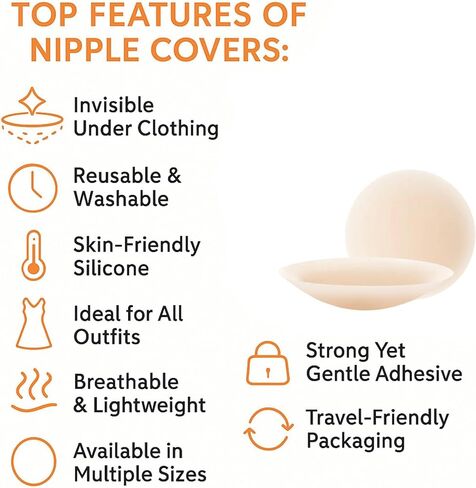 Reusable Silicone Nipple Covers for Women - Adhesive Invisible Pasties - Sticky Breast Petals for Strapless Dress in Saudi Arabia