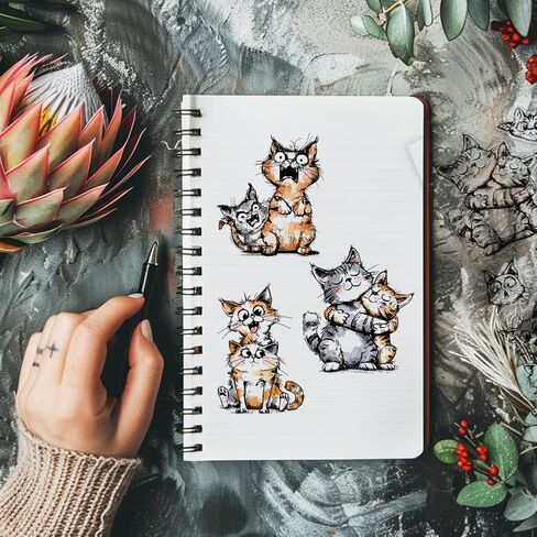 GLOBLELAND Funny Cat Clear Stamps Action Cat Silicone Clear Stamp Seals Cartoon Cat Transparent Stamps for DIY Scrapbooking Cards Making Photo Album Journal Home Decoration 8.27x5.83 inch in Saudi Arabia