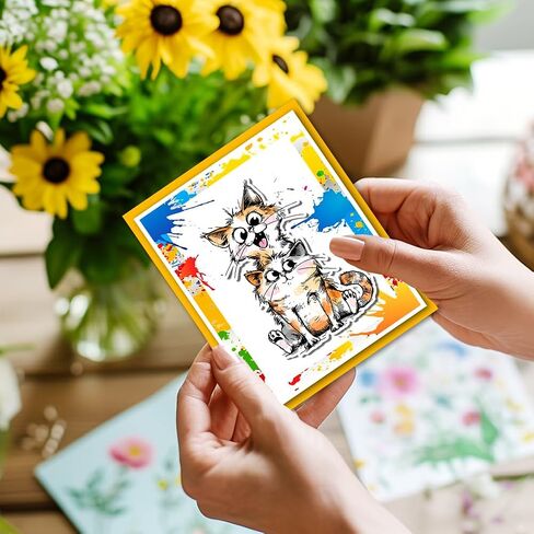 GLOBLELAND Funny Cat Clear Stamps Action Cat Silicone Clear Stamp Seals Cartoon Cat Transparent Stamps for DIY Scrapbooking Cards Making Photo Album Journal Home Decoration 8.27x5.83 inch in Saudi Arabia