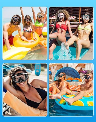 Greatever Snorkel Set Pano 3 Window Snorkel Mask Adult, Panoramic Wide View, Anti-Fog Scuba Diving Mask, Anti-Leak Snorkel Goggles Dry Top Snorkel, Professional Snorkeling Gear for Adults in Saudi Arabia