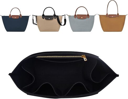 ZTUJO Purse Organizer Insert For Longchamp Le Pliage, Premium Felt Longchamp Purse Organizer Insert Small Medium Large, Tote Organizer Insert (Navy Blue, Large For Top Handle M And Shoulder Bag L) in Kuwait