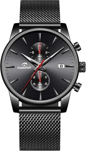 Professional Japanese VD51 Movement Men's Business Watch - 3 Year Battery Life, Luminous Hands, Date Display & Chronograph - Stainless Steel/Premium Leather Strap (Multiple Colors) in Saudi Arabia