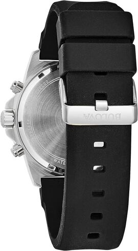 سلسلة النجوم البحرية في بولوفا A Stainsal Steel 6 Hand Chronograph Watch ، Strap Black Silicone Strap: 98B127 in Saudi Arabia