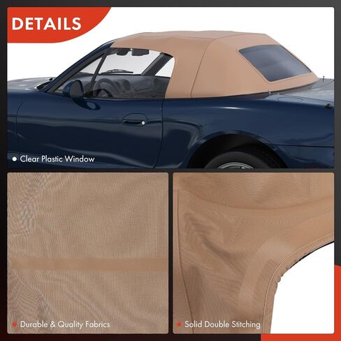 A-Premium Tan Tan Top Top Soft Top متوافق مع Mazda Miata 1990-1997 ، Miata 1999-2005 ، نافذة قابلة للتحويل ، زجاجية قابلة للتحويل in Saudi Arabia