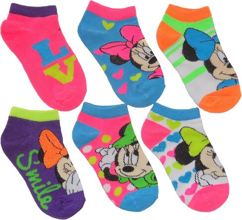 Disney Little Girls' Minnie Mouse No Show Socks 6 pk (Large. 4-6) in Saudi Arabia
