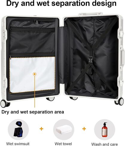 Zipperless Luggage, 22x14x9 Aviation Certified, Polycarbonate Aluminum Hardshell, Expandable Carry-On Luggage with Spinner Wheels, Hardshell Luggage, 20 Inch Cabin in Saudi Arabia