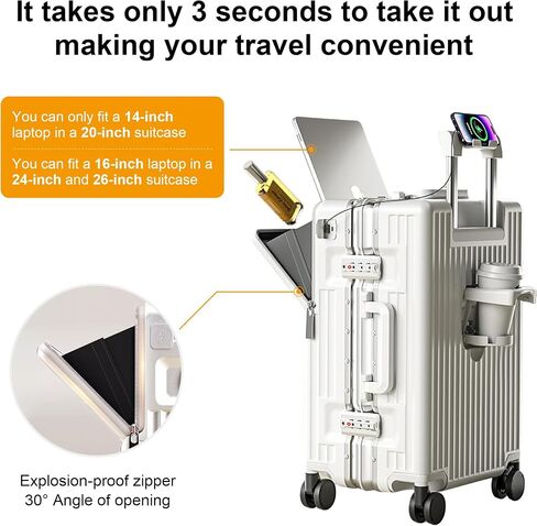 Zipperless Luggage, 22x14x9 Aviation Certified, Polycarbonate Aluminum Hardshell, Expandable Carry-On Luggage with Spinner Wheels, Hardshell Luggage, 20 Inch Cabin in Saudi Arabia