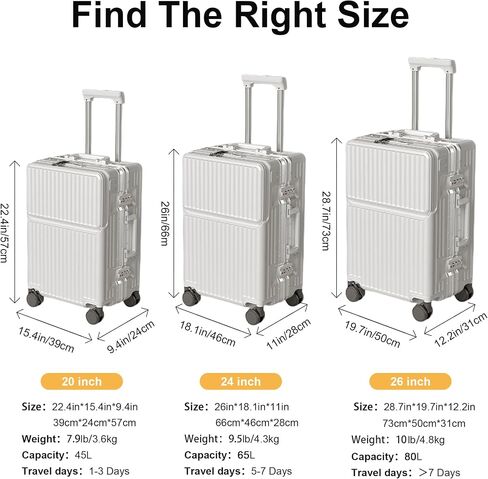 Zipperless Luggage, 22x14x9 Aviation Certified, Polycarbonate Aluminum Hardshell, Expandable Carry-On Luggage with Spinner Wheels, Hardshell Luggage, 20 Inch Cabin in Saudi Arabia