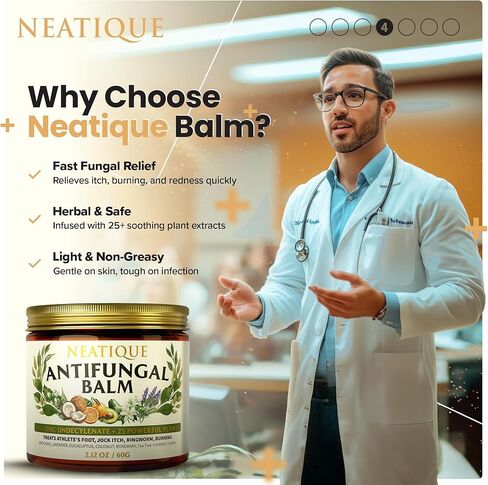 Antifungal Balm, 10% Zinc Undecylenate 25-in-1 Plant-Powered Treatment for Athlete's Foot, Jock Itch, Ringworm & Itchy Skin, Extra Strength for Men/Women, 2.12 OZ in Saudi Arabia