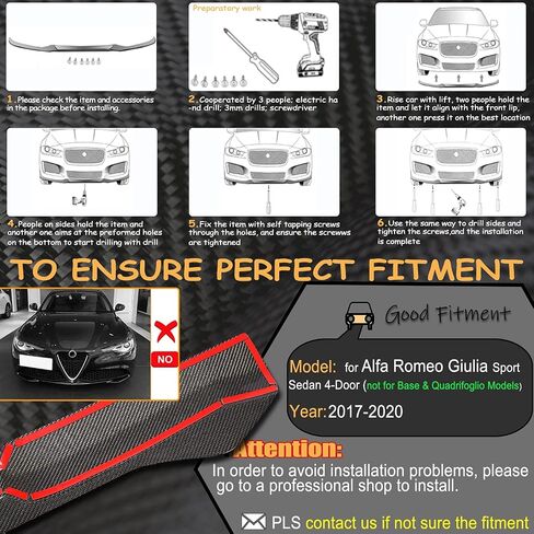 MCARCAR KIT Carbon Fiber Front Bumper Lip Fits for Alfa Romeo Giulia Sport Sedan 2016-2021Chin Spoiler Splitter Protector Air Dam Chin Diffuser Factory Outlet in Saudi Arabia