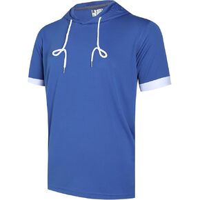 DEHANER Mens Lightweight Athletic Short Sleeve Hoodies Workout Sport Sweatshirts Solid Color Pullover Dry Fit T-Shirts in Kuwait