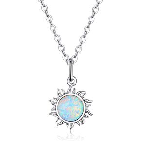 14K Gold & Opal Sun Pendant Necklace for Women, Elegant Sunflower Design, Stylish Opal Choker, Ideal Jewelry Gift for Her in Kuwait