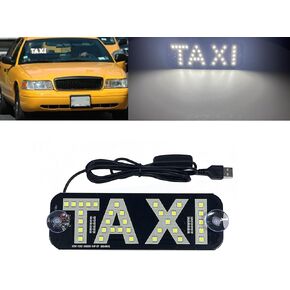 Taxi LED Light, White LED Sign for Car Windshield, USB Plug, Suction Cups in Kuwait