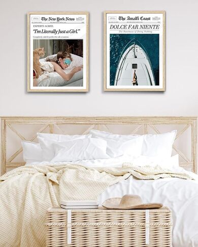 مجلة EcoHest العصرية Audrey Hepburn Magazine Framed Wall Art ، 12x16 في Oak Wood I'm حرفيًا مجرد فتاة من القماش الفني للفنون ، مجموعة Beige Retro من 1 لغرفة المعيشة غرفة نوم in Saudi Arabia