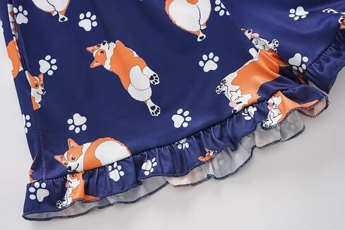 Girls Sleeveless Pajamas Vest Tank Top and Ruffle Shorts Sleepwear Outfits 2pcs Cute Printed Soft Sleepwear in Kuwait