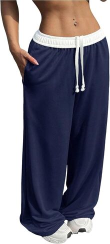 ZAFUL Wide Leg Sweatpants Women Trendy Interior Drawstring Baggy Sweatoants Loose Casual Jogger Pant with Pockets 2025 in Saudi Arabia