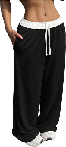 ZAFUL Wide Leg Sweatpants Women Trendy Interior Drawstring Baggy Sweatoants Loose Casual Jogger Pant with Pockets 2025 in Saudi Arabia