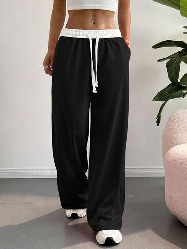 ZAFUL Wide Leg Sweatpants Women Trendy Interior Drawstring Baggy Sweatoants Loose Casual Jogger Pant with Pockets 2025 in Saudi Arabia