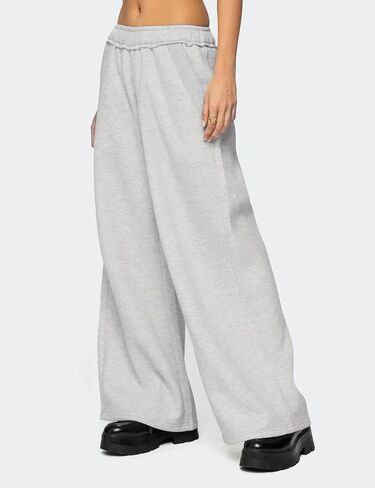HeSaYep Womens Fleece Lined Sweatpants Wide Leg Baggy Thermal Lounge Pants Raw Hem Elastic Waist Oversized Sweat Pants in Saudi Arabia