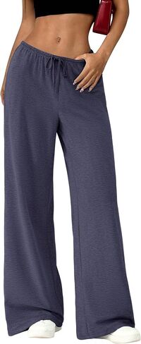 Okiwam Women's Wide Leg Sweatpants Summer 2025 Fall High Waisted Lounge Pants Drawstring Workout Joggers with Pockets in Kuwait