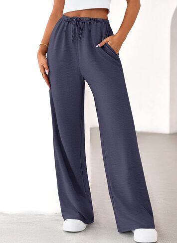 Okiwam Women's Wide Leg Sweatpants Summer 2025 Fall High Waisted Lounge Pants Drawstring Workout Joggers with Pockets in Kuwait