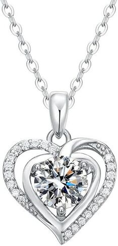 14K Gold Over S925 Sterling Silver 1 Carat Diamond Classic Heart Pendant Necklace for Women, Round Cut D-Color VVS1,A Unique Birthday Gift for Her in Saudi Arabia