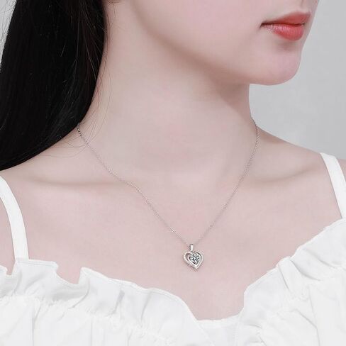 14K Gold Over S925 Sterling Silver 1 Carat Diamond Classic Heart Pendant Necklace for Women, Round Cut D-Color VVS1,A Unique Birthday Gift for Her in Saudi Arabia