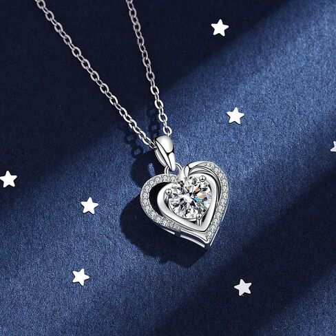14K Gold Over S925 Sterling Silver 1 Carat Diamond Classic Heart Pendant Necklace for Women, Round Cut D-Color VVS1,A Unique Birthday Gift for Her in Saudi Arabia