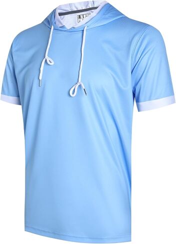 DEHANER Mens Lightweight Athletic Short Sleeve Hoodies Workout Sport Sweatshirts Solid Color Pullover Dry Fit T-Shirts in Saudi Arabia