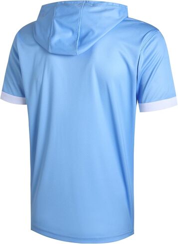 DEHANER Mens Lightweight Athletic Short Sleeve Hoodies Workout Sport Sweatshirts Solid Color Pullover Dry Fit T-Shirts in Saudi Arabia