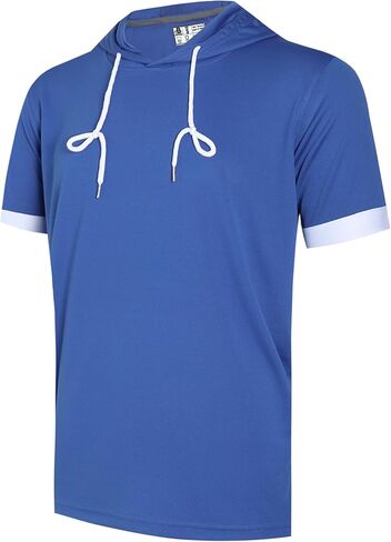 DEHANER Mens Lightweight Athletic Short Sleeve Hoodies Workout Sport Sweatshirts Solid Color Pullover Dry Fit T-Shirts in Kuwait