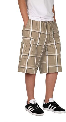 Mersenne Men's Men's Roamed Fit Plaid Cargo Shorts in Kuwait