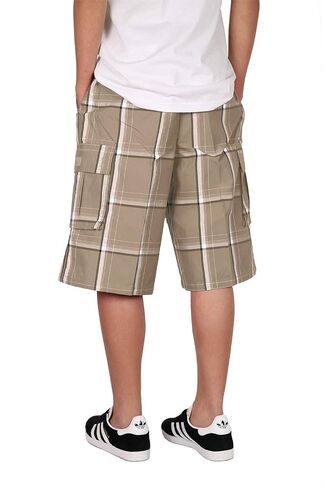Mersenne Men's Men's Roamed Fit Plaid Cargo Shorts in Kuwait
