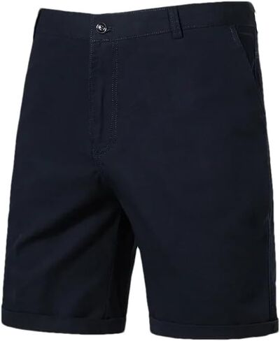 Cotton Shorts Men Classic Cargo Stretch Short Casual Summer Elastic Waist Loose Fit Knee Pants with Pockets in Kuwait