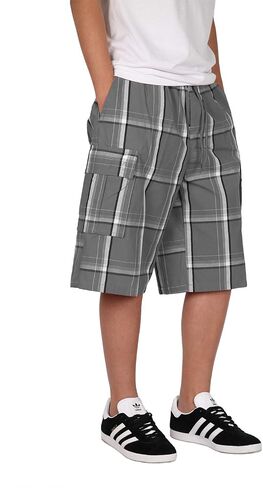 Mersenne Men's Men's Roamed Fit Plaid Cargo Shorts in Kuwait