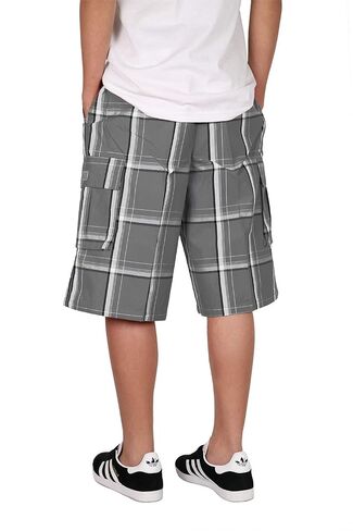 Mersenne Men's Men's Roamed Fit Plaid Cargo Shorts in Kuwait