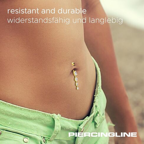 PIERCINGLINE Belly Button Piercing 4 CRYSTAL DROPS surgical steel, skin-friendly in Saudi Arabia