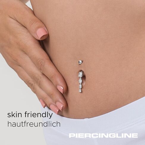 PIERCINGLINE Belly Button Piercing 4 CRYSTAL DROPS surgical steel, skin-friendly in Saudi Arabia