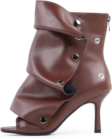 Fancyqueen Open Toe Exle Boots ، Black Stiletto High High Cheels Slouchy Summer Boots Over Slouch Shark Peep Beep for Office Party ، Snap-Off ، Toe Tee in Kuwait