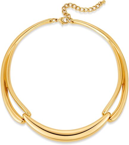 WOWORAMA Chunky Choker Collar Necklace for Women Gold Silver Teardrop Choker Necklace Spring Open Cuff Necklace Metal Statement Necklace in Kuwait