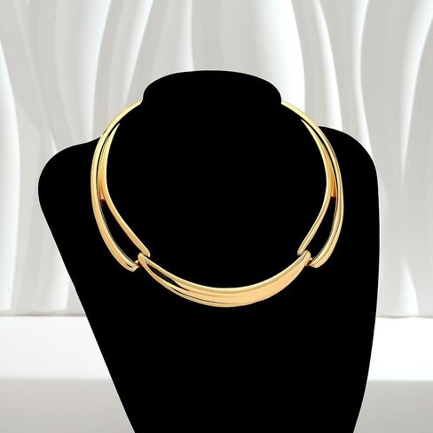 WOWORAMA Chunky Choker Collar Necklace for Women Gold Silver Teardrop Choker Necklace Spring Open Cuff Necklace Metal Statement Necklace in Kuwait
