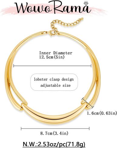 WOWORAMA Chunky Choker Collar Necklace for Women Gold Silver Teardrop Choker Necklace Spring Open Cuff Necklace Metal Statement Necklace in Kuwait