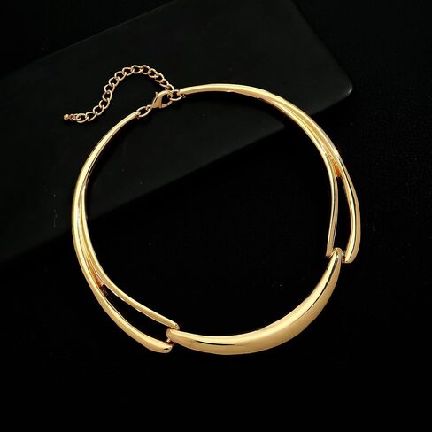 WOWORAMA Chunky Choker Collar Necklace for Women Gold Silver Teardrop Choker Necklace Spring Open Cuff Necklace Metal Statement Necklace in Kuwait